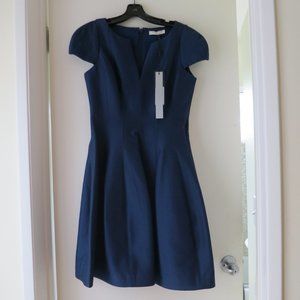 Halston cap-sleeve ss notch neck with tulip skirt